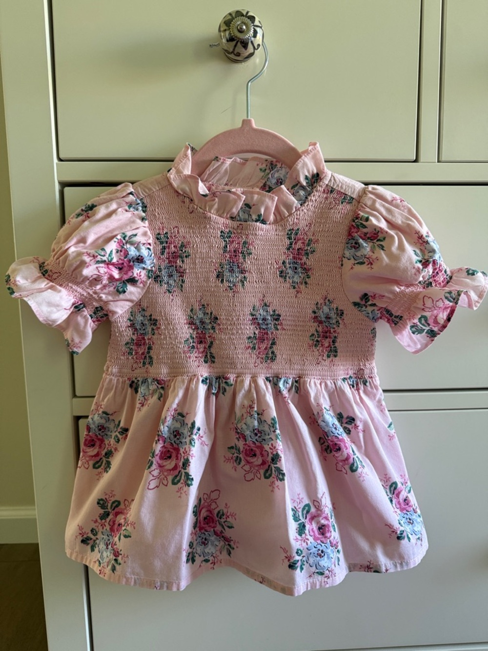 Pink Floral Smocked Baby Dress